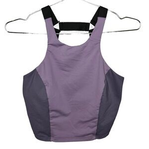 Michi Long Line Sports Bra Crop Top Purple Strappy Back